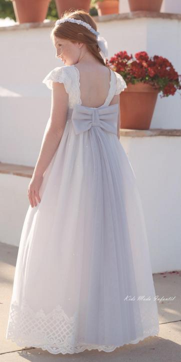 Vestido Comunión Niña LILY 2026 Tul Bordado – Eva Martínez Artesanía