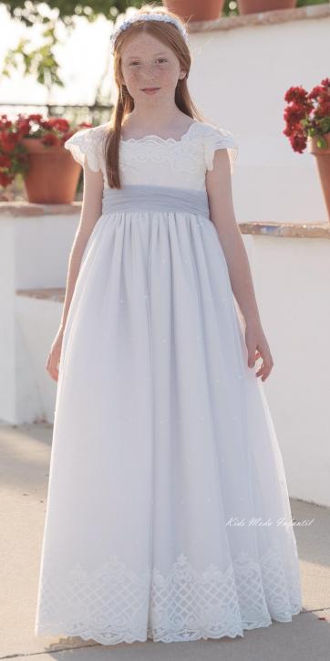 Vestido Comunión Niña LILY 2026 Tul Bordado – Eva Martínez Artesanía [1]