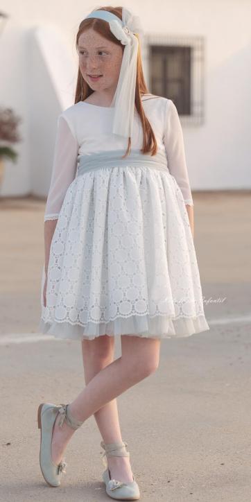 Vestido de Comunión Corto Lucelia 2026 · Eva Martínez Artesanía · Kids Moda Infantil