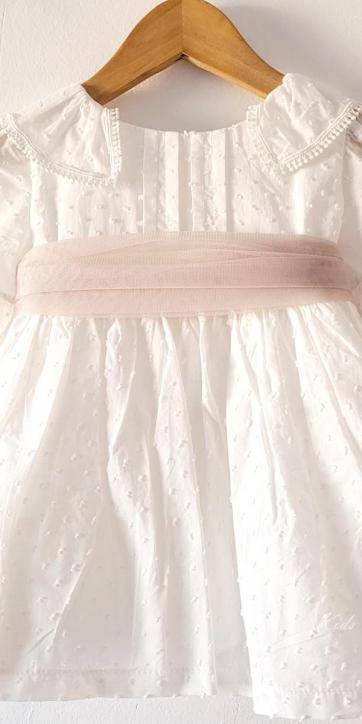 Vestido ceremonia bebe media manga plumeti y tul camel Coco Acqua Ceremonia 60432