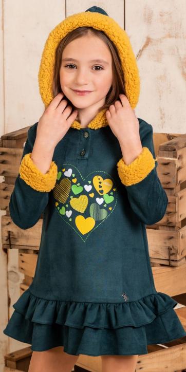 Vestido niña ante con capucha borreguito Vera Moda Infantil colección Tobi