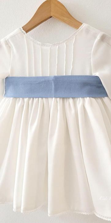 Vestido arras niña rustico con fajín lino azul Eva Martinez Artesanía 40412 [3]