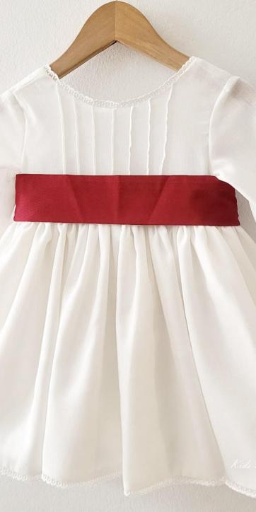 Vestido arras niña rustico con fajín sarga burdeos Eva Martinez Artesanía 40412 [3]