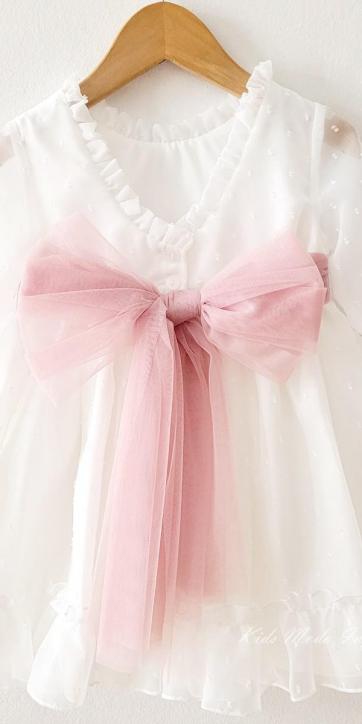 Vestido ceremonia niña plumeti cristal con fajín rosa empolvado Eva Martínez Artesanía 32111 [5]