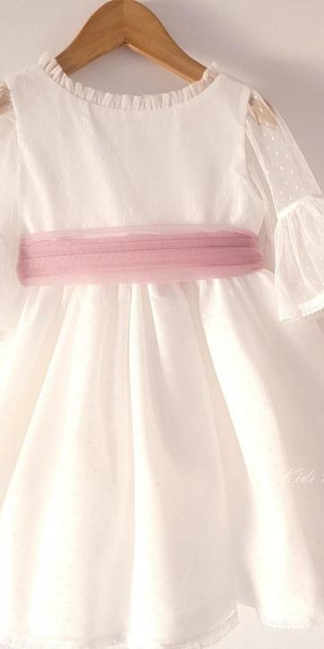 Vestido ceremonia niña tul topo con fajín rosa lila Coco Acqua Ceremonia 60444 [6]