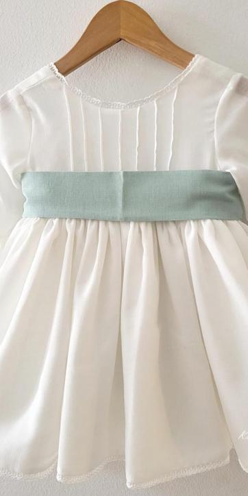 Vestido arras niña rustico con fajín lino verde agua Eva Martinez Artesanía 40412 [3]