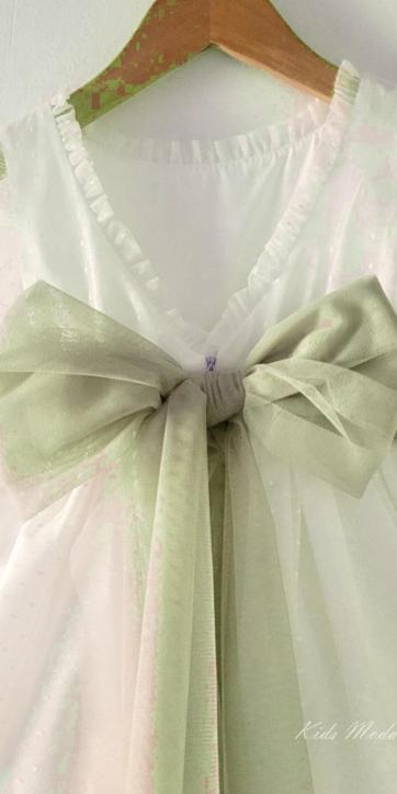 Vestido ceremonia niña tul topo con fajín verde oliva Coco Acqua Ceremonia 60444 [5]