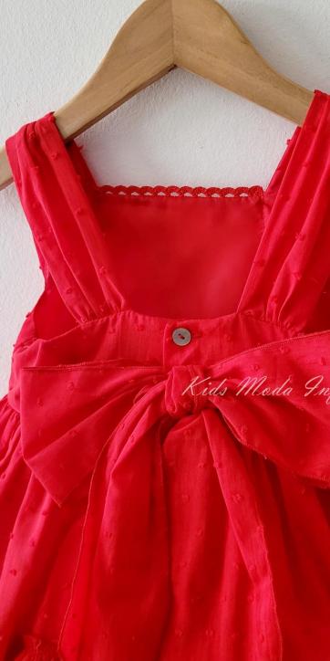 Vestido niña vestir plumeti rojo de tirantes Basmartí [7]
