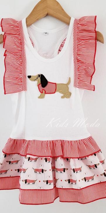 Vestido niña camiseta entallado y perros estampados Cuka [1]
