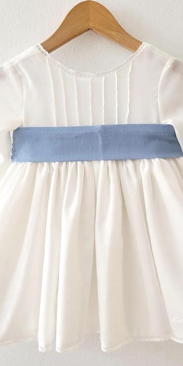 Vestido arras niña rustico con fajín lino azul Eva Martinez Artesanía 40412 [1]