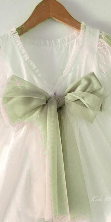 Vestido ceremonia niña tul topo con fajín verde oliva Coco Acqua Ceremonia 60444 [3]