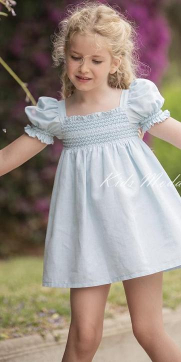 Vestido niña vestir lino turquesa de Coco Acqua [2]