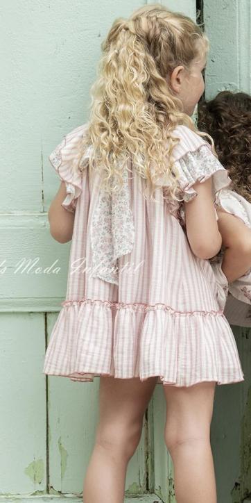 Vestido niña vestir rayas rosas y blancas de Coco Acqua [2]