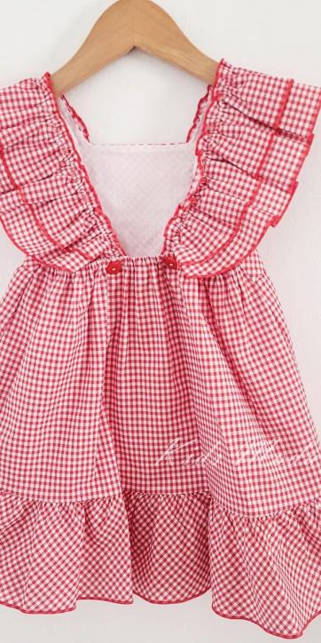 Vestido niña vestir cuadro vichy rojo y blanco Cuka [1]