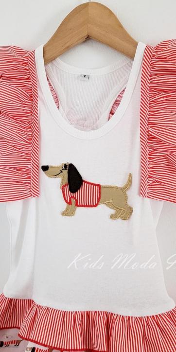 Vestido niña camiseta entallado y perros estampados Cuka [3]