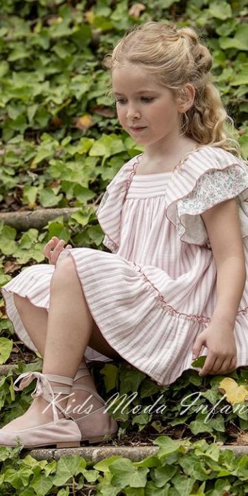 Vestido niña vestir rayas rosas y blancas de Coco Acqua [4]