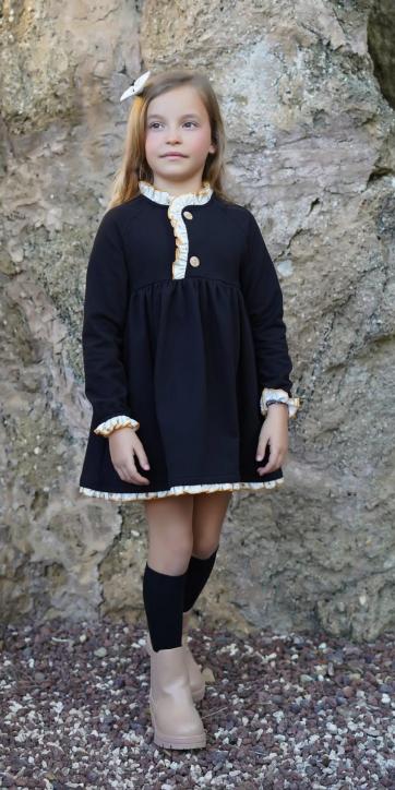 Vestido niña felpa negro Marena Moda Infantil Sur