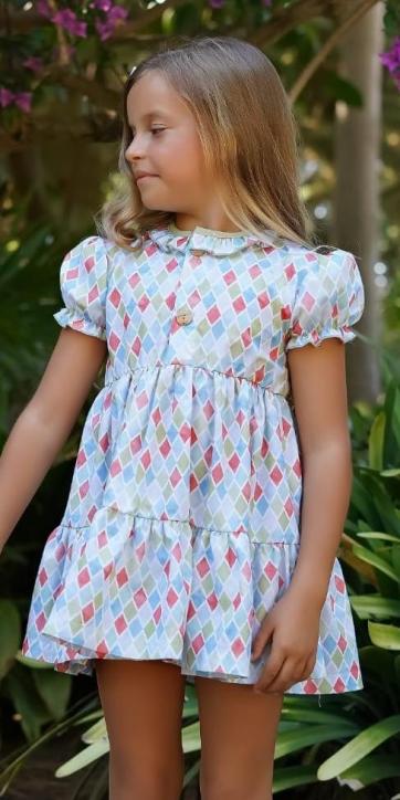 Vestido niña vuelo estampada figura geometricas Marena Moda Infantil