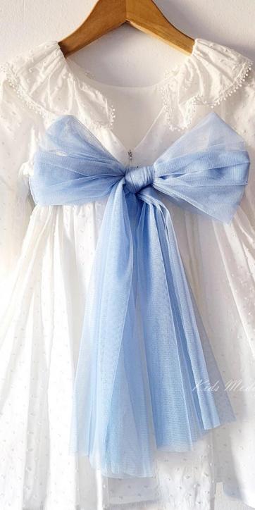 Vestido ceremonia niña media manga plumeti y tul azul Coco Acqua Ceremonia 60433 [4]