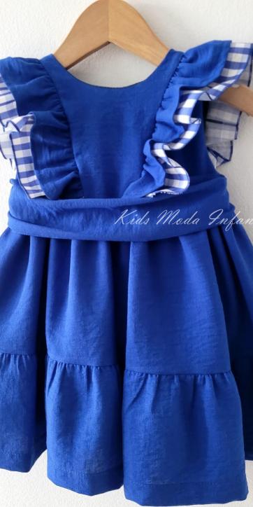 Vestido niña vestir azulón con volantes sobre hombros Cuka [1]