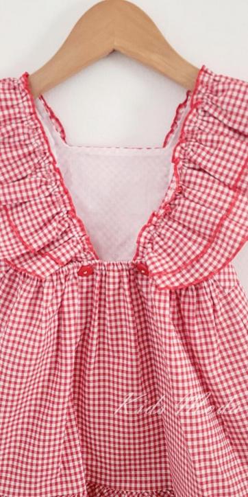 Vestido niña vestir cuadro vichy rojo y blanco Cuka [4]