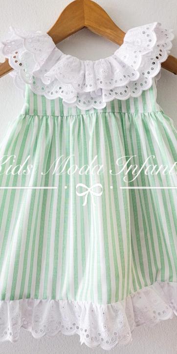 Vestido niña rayas blancas y verdes de Lor Miral [3]
