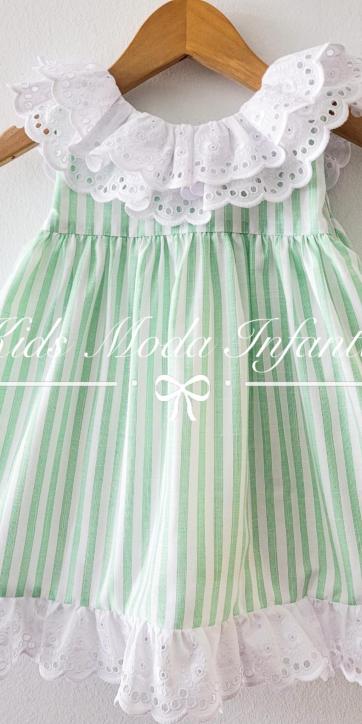 Vestido niña rayas blancas y verdes de Lor Miral [1]