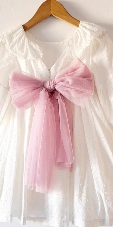 Vestido ceremonia niña media manga plumeti y tul rosa lila Coco Acqua Ceremonia 60433 [1]