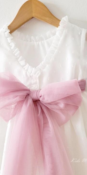 Vestido ceremonia niña plumeti cristal con fajín rosa lila Eva Martínez Artesanía 32111 [4]