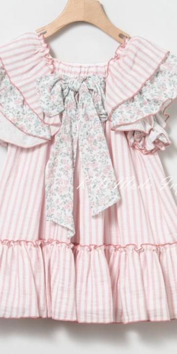 Vestido niña vestir rayas rosas y blancas de Coco Acqua [3]