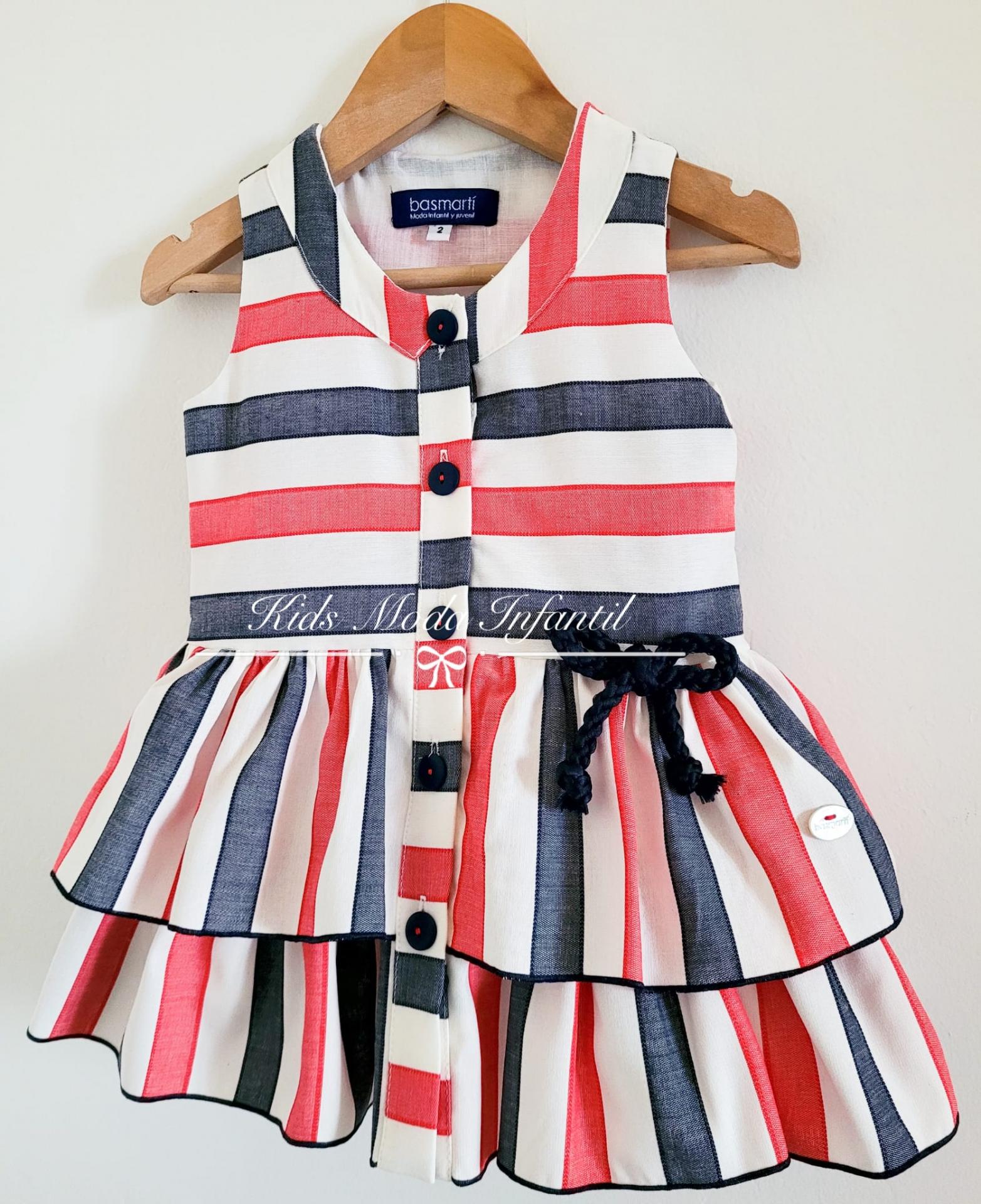 Vestido niña camisero de rayas marineras Basmarti