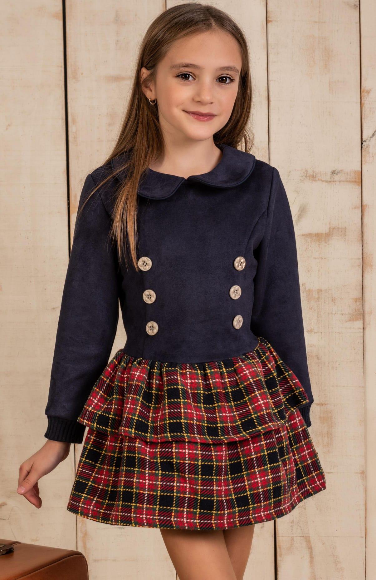 Vestido niña vestir falda de vuadros Nekenia colección Escocia