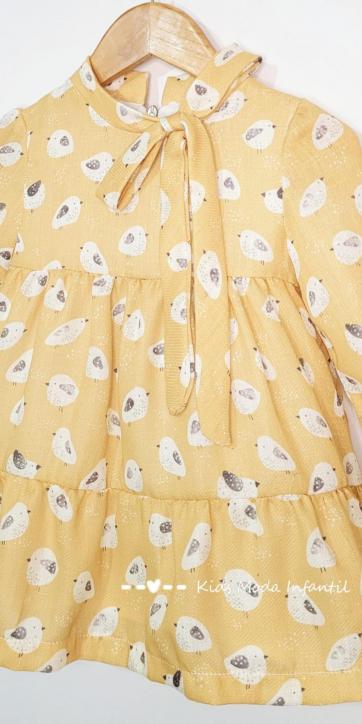 Vestido niña vestir volantes canasteros de pollitos estampados de Basmartí [2]