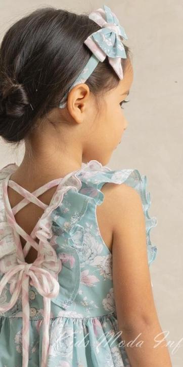 Vestido niña vestir turquesa de flores estampadas de Basmartí [2]