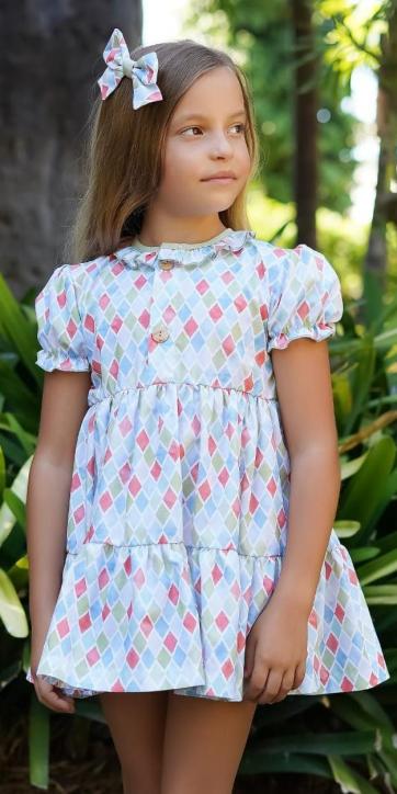 Vestido niña vuelo estampada figura geometricas Marena Moda Infantil