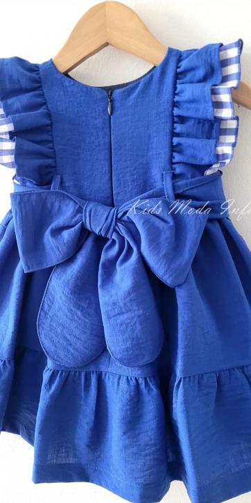 Vestido niña vestir azulón con volantes sobre hombros Cuka [4]