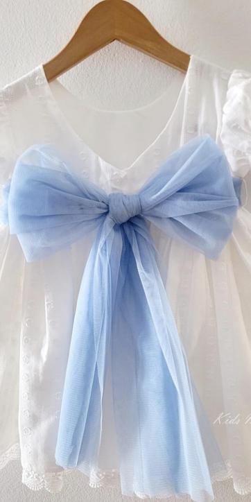 Vestido ceremonia niña blanco con fajín azul Eva Martínez Artesanía 381011CBG [4]