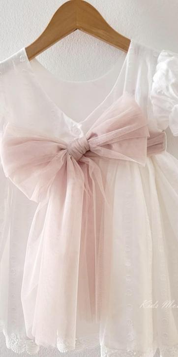 Vestido ceremonia niña blanco con fajín camel Eva Martínez Artesanía 381011CBG [3]