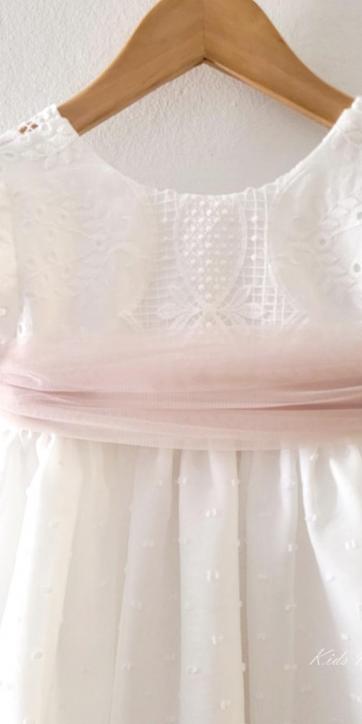 Vestido ceremonia niña blanco con fajín camel Eva Martínez Artesanía 38911CBG [7]
