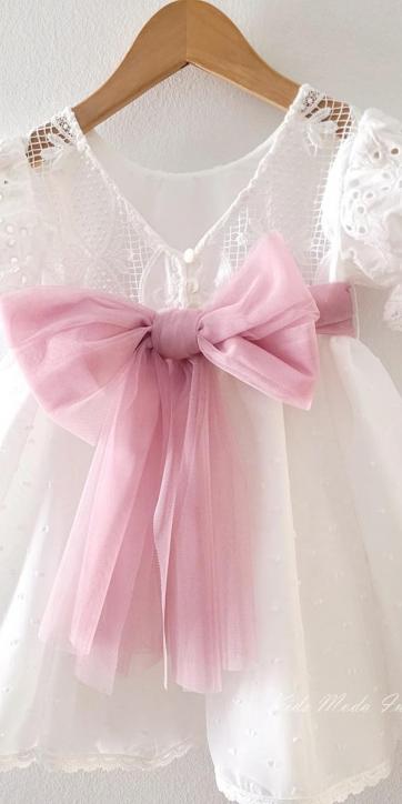 Vestido ceremonia niña blanco con fajín rosa lila Eva Martínez Artesanía 38911CBG [7]