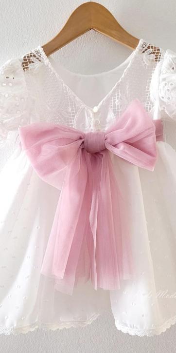 Vestido ceremonia niña blanco con fajín rosa lila Eva Martínez Artesanía 38911CBG [6]
