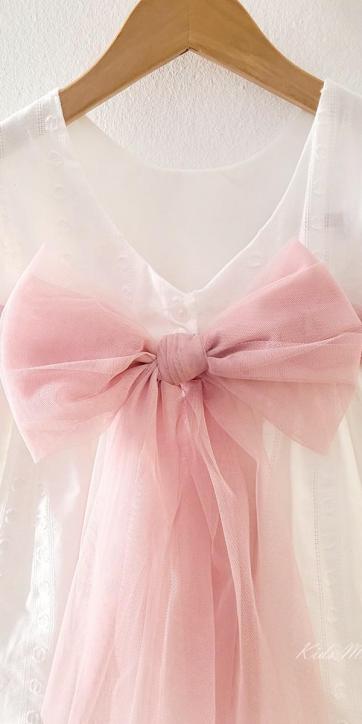 Vestido ceremonia niña blanco con fajín rosa empolvado Eva Martínez Artesanía 381011CBG [5]
