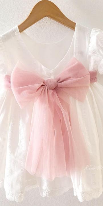 Vestido ceremonia niña blanco con fajín rosa empolvado Eva Martínez Artesanía 381011CBG [3]
