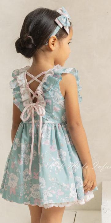 Vestido niña vestir turquesa de flores estampadas de Basmartí [0]