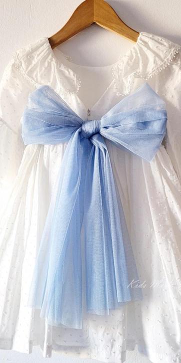Vestido ceremonia niña media manga plumeti y tul azul Coco Acqua Ceremonia 60433 [7]