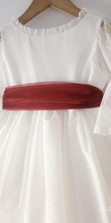 Vestido ceremonia niña tul topo con fajín burdeos Coco Acqua Ceremonia 60444 [2]