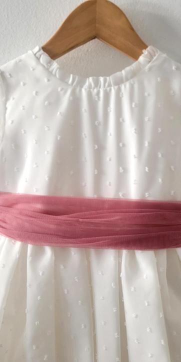 Vestido ceremonia niña plumeti cristal con fajín rosa fuerte Eva Martinez Artesanía [7]