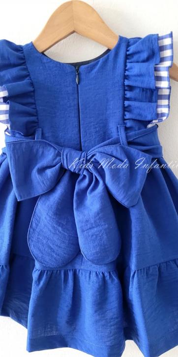 Vestido niña vestir azulón con volantes sobre hombros Cuka [2]