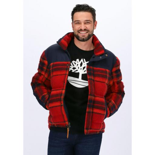 Timberland Welch Mountain Ultimate tartan puffer jacket in red/navy [1]