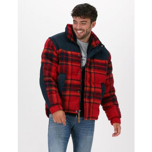 Timberland Welch Mountain Ultimate tartan puffer jacket in red/navy